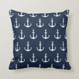 Nautic Blue Anchors Kissen