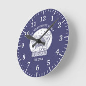 Nautic Blue Beach House White Family Name Summer Runde Wanduhr (Winkel)