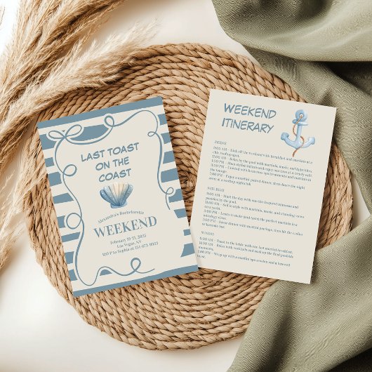 Nautic Blue Bow Bachelorette Weekend Einladung
