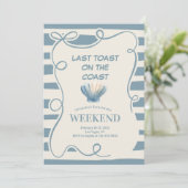 Nautic Blue Bow Bachelorette Weekend Einladung (Stehend Vorderseite)