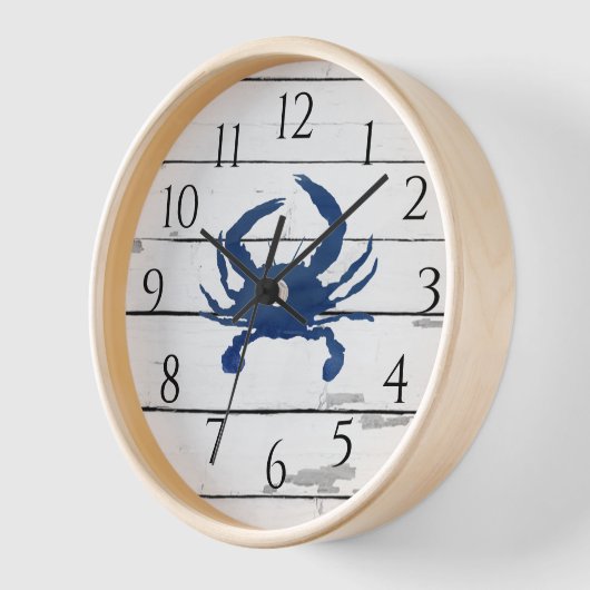Nautic Blue Crab Shiplap Rustikale Dekoration Uhr (Winkel)
