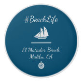 Nautic Blue Customizable Beach Life Keramikknauf (Vorderseite)