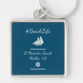 Nautic Blue Customizable Beach Life Schlüsselanhänger (Vorne)