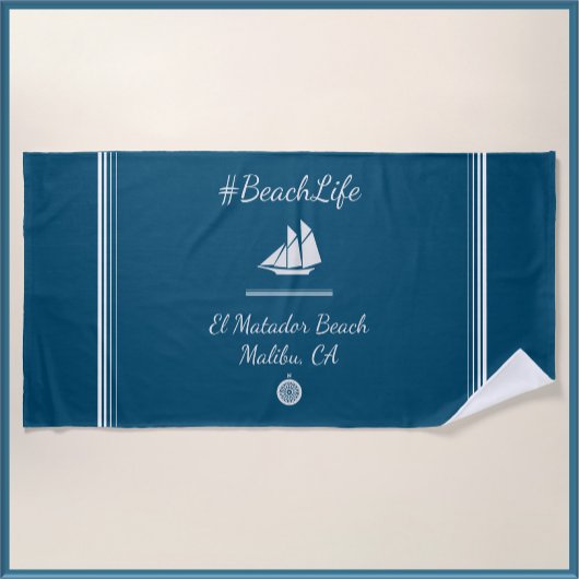 Nautic Blue Customizable Beach Life Strandtuch