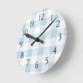 Nautic Blue Gingham Karo Pattern Runde Wanduhr (Winkel)