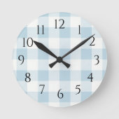 Nautic Blue Gingham Karo Pattern Runde Wanduhr (Vorderseite)
