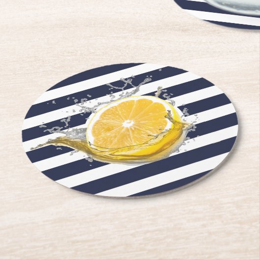 Nautic Blue Lemonade Runder Pappuntersetzer (Angewinkelt)