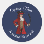 Nautic Blue Pirate Runder Aufkleber (Vorderseite)
