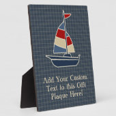 Nautic Blue, Red, Cream Sailboat Custom Fotoplatte (Seite)