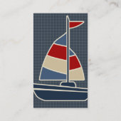 Nautic Blue, Red, Cream Sailboat Custom Visitenkarte (Rückseite)