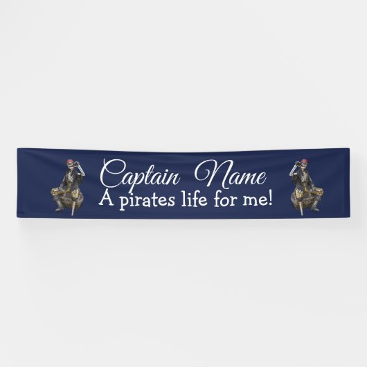 Nautic Blue Rum Skelett Party Pirate Banner (Horizontal)