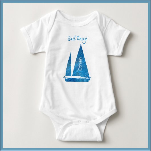 Nautic Blue Sailboat Baby Strampler