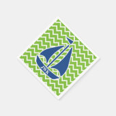 Nautic Blue Sailboat Custom Zickzack Muster Serviette (Ecke)