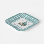 Nautic Blue Sailboat"Oh, Baby" Baby Party Teller (Gewinkelt)