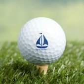 Nautic Blue Sailboat personalisiert Golfball (Insitu T-Shirt)