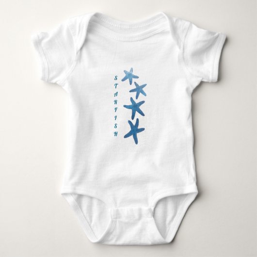 Nautic Blue Starfish Baby Strampler (Vorderseite)