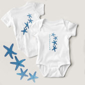 Nautic Blue Starfish Baby Strampler