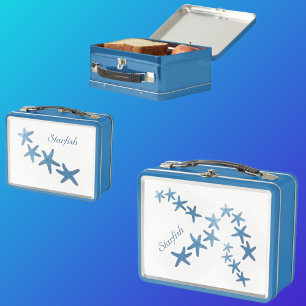Nautic Blue Starfish individuell anpassbar Metall Brotdose