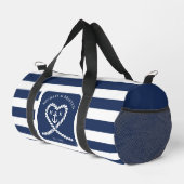 Nautic Blue Striped Rope Heart Anchor Hochzeit Duffle Bag (Rechte Ecke)