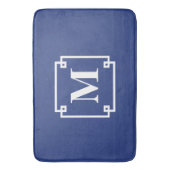 Nautic Blue und White Smart Monogram Badematte (Vorderseite Vertikal)