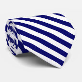 Nautic Blue White Diagonal Stripes Necktie Krawatte (Gerollt)