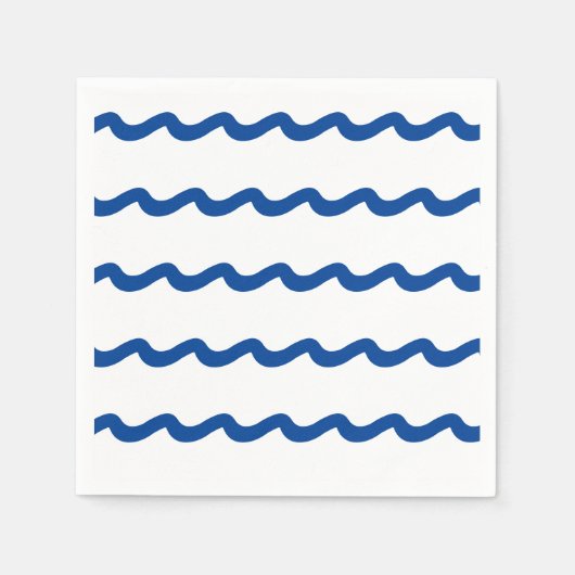 Nautic blue white sea waves pattern Party paper Serviette (Vorderseite)