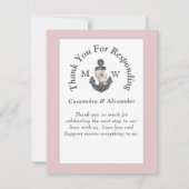 Nautic Blush Pink Blues Anchor Hochzeit RSVP Karte (Rückseite)
