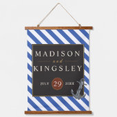 Nautic Boat Anchor Fabulous Sailing Wedding Wandteppich Mit Holzrahmen (Vorderseite)