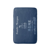 Nautic Boat Anchor Navy Blue Badematte (Vorderseite Vertikal)