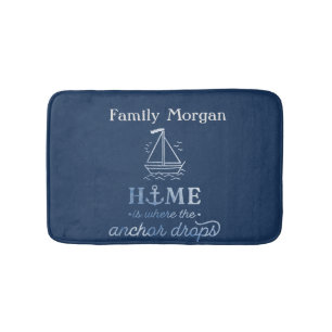 Nautic Boat Anchor Navy Blue Badematte