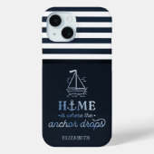 Nautic Boat Anchor Navy Blue Case-Mate iPhone Hülle (Rückseite)