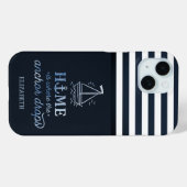 Nautic Boat Anchor Navy Blue Case-Mate iPhone Hülle (Rückseite (Horizontal))