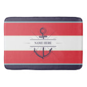 Nautic Boat Anchor Navy Blue White Badematte (Vorderseite)