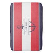 Nautic Boat Anchor Navy Blue White Badematte (Vorderseite Vertikal)
