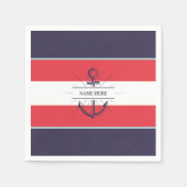 Nautic Boat Anchor Navy Blue White Serviette (Vorderseite)