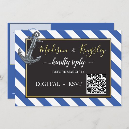 Nautic Boat Anchor Sailing Wedding DIGITAL UAWG Einladung (Vorne/Hinten)