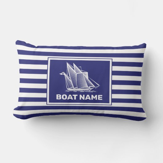 Nautic Boat Design Navy Blue Strip Throw Pillo Lendenkissen (Vorderseite)