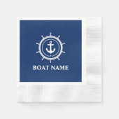 Nautic Boat Name Anchor Rope Helm Blue Cocktail Serviette (Vorderseite)