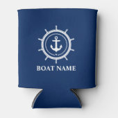 Nautic Boat Name Anchor Rope Helm Navy Blue Dosenkühler (Vorderseite)
