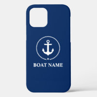 Nautic Boat Name Anchor Rope Navy Blue