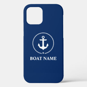 Nautic Boat Name Anchor Rope Navy Blue iPhone 12 Hülle