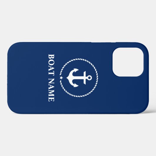 Nautic Boat Name Anchor Rope Navy Blue Case-Mate iPhone Hülle (Rückseite (Horizontal))