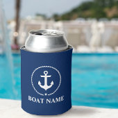Nautic Boat Name Anchor Rope Navy Blue Dosenkühler