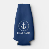Nautic Boat Name Anchor Rope Navy Blue Flaschenkühler (Vorderseite)