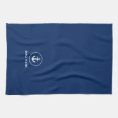Nautic Boat Name Anchor Rope Navy Blue Geschirrtuch (Horizontal)