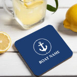 Nautic Boat Name Anchor Rope Navy Blue Getränkeuntersetzer<br><div class="desc">Name des Schiffes Anchor Rope Navy Blue Untersetzer</div>