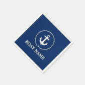 Nautic Boat Name Anchor Rope Navy Blue Serviette (Ecke)