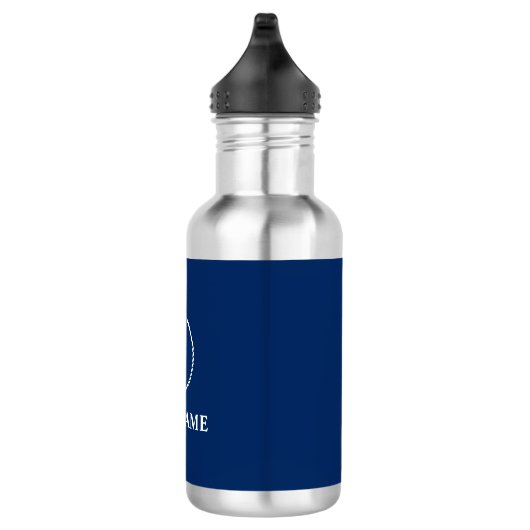 Nautic Boat Name Anchor Rope Navy Blue Trinkflasche (Rechts)