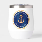 Nautic Boat Name Anchor Rope Navy Blue Yellow (Vorderseite)