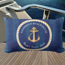 Nautic Boat Name Anchor Rope Navy Blue Yellow